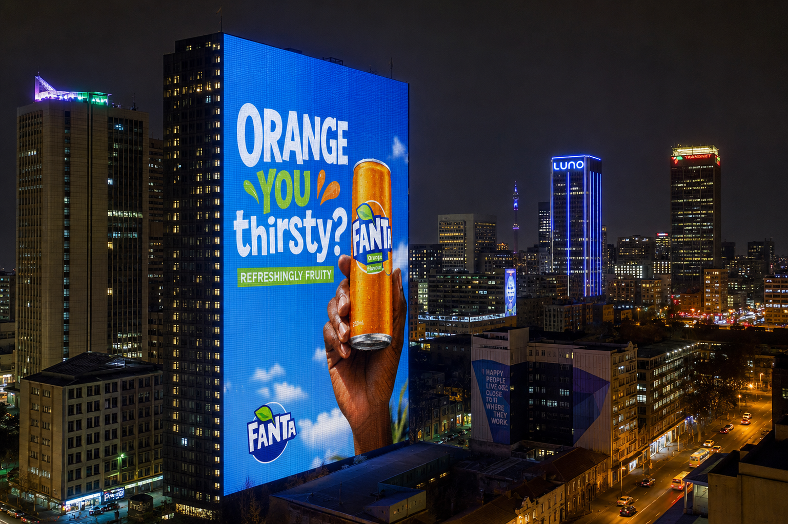 Fanta CBD billboard night